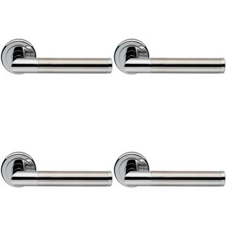 Loops 4x PAIR Sectional Round Bar Lever on Round Rose Concealed Fix Dual Chrome