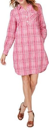 Foxcroft Delaney Plaid Long Sleeve Popover Shirtdress in Rose Red at Nordstrom Rack, Size 4