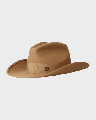 Maison Michel Austin Camel Wool Felt Cowboy Hat