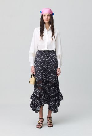 Claudie Pierlot Jupe pliss&eacute;e asym&eacute;trique &agrave; fleurs