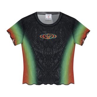 Casablanca T-Shirts, female, Green, Size: XS Transparent Top