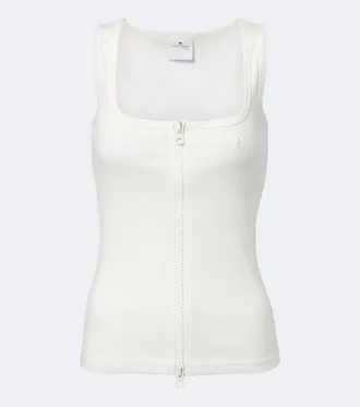 Courr&egrave;ges Courr&egrave;ges Ribbed-knit cotton zip-up tank top