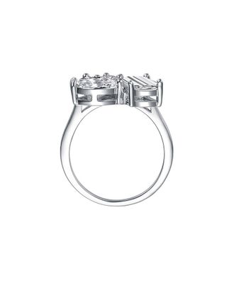 Genevive Silver Diamond Cz Statement Ring
