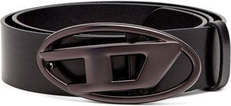Diesel Black Calfskin Belt With Cut-Out Buckle