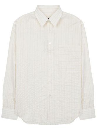 Costumein Beige Lightweight Shirt with Subtle Vertical Stripes