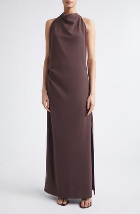 Proenza Schouler Selena Twist Back Matte Double Crepe Column Dress in Dark Brown at Nordstrom, Size 10