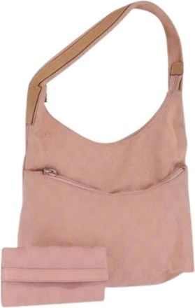 Gucci Pre-owned Shoulder Bags, female, Pink, Size: ONE SIZE Pre-owned Canvas Shoulder Bag