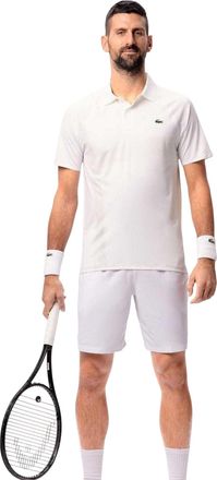 Lacoste Herenpolo met Novak Djokovic op de tennisbaan (Wit)