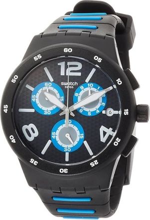 Swatch Black Spy Chronograph Quartz Black Dial Mens Watch SUSB410