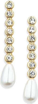 BaubleBar Faux Pearl & Cubic Zirconia Linear Drop Earrings at Nordstrom Rack