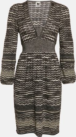 M Missoni Black Patterned Lurex Knit Mini Dress