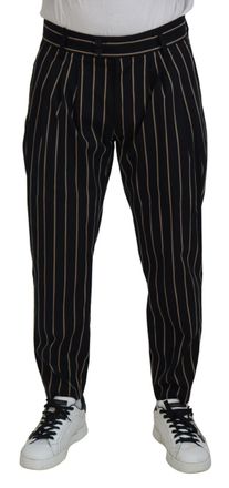 Dolce & Gabbana Mens Pinstripe Trousers Pt01 - Black Cotton - Size EU 46 (Mens)