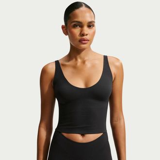 Nike Womens SKIMS Studio Stretch Plunge Tank Top in Black | IR8686-054