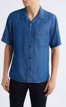 Theory Noll Short Sleeve Camp Shirt in Dark Wash at Nordstrom Rack, Size Small