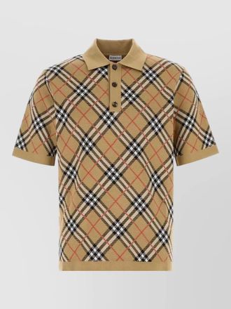 Burberry check cotton-blend polo shirt