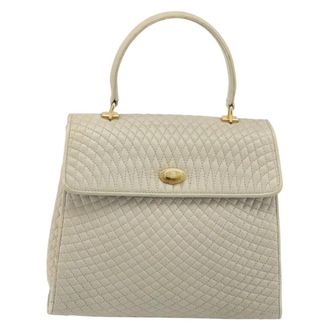 Bally Vintage Leather Beige Leather Handbag (Pre-Owned)