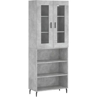 vidaXL Highboard Concrete Grey 69.5x34x180 cm Engineered Wood Vidaxl