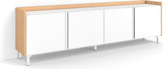 Skraut Home Skraut Home - Mueble Tv, Televisi&oacute;n, Muebles De Sal&oacute;n, Almacenaje, 207x35x61cm, Para Tv Hasta 80, Dise&ntilde;o Industrial, Estilo Moderno, Blanco Y Roble So