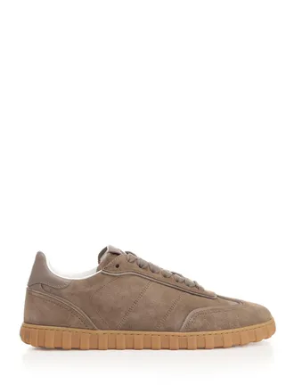 Ami Low-Top Lace-Up In Split Leather Sneakers Grey-Uomo
