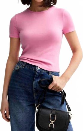Dylan Rowan Rib Crew Neck Tee In Light Pink