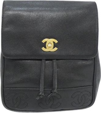 Chanel Black Grained Calfskin Backpack (Pre-Owned)