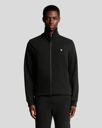 Lyle & Scott Mens Diagonal Weave Track Jacket - Black Cotton - Size X-Small