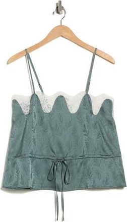 NSR Scalloped Lace Trim Satin Camisole in Light Green at Nordstrom Rack, Size X-Large