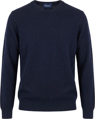 Drumohr Navy Fine-Knit Crewneck Sweater