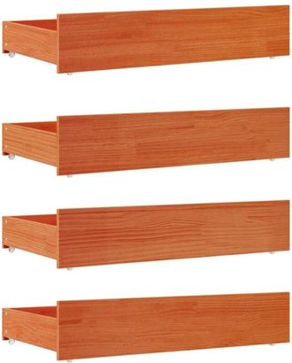 vidaXL Cajones de cama 4 uds madera maciza de pino marrón cera Vidaxl