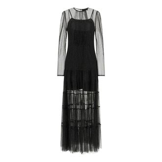 Twinset Vestido Largo de Tul en Capas - Dresses - Mujer - Negro - XS