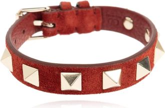 Valentino Garavani Suede Armband Met Studs - Dames - Armbanden - Rood - ONE Size - Su&egrave;de - Accessoires