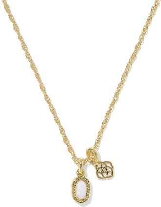 Kendra Scott Mini Elisa Dira Lab Created Opal Pendant Necklace in Gold White Opal at Nordstrom