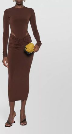 Andamane ruched cutout long-sleeve midi dress
