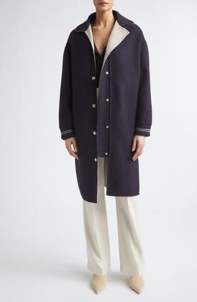 Eleventy Long Wool Bomber Coat in 177-92 Amethyst Gr at Nordstrom, Size 44
