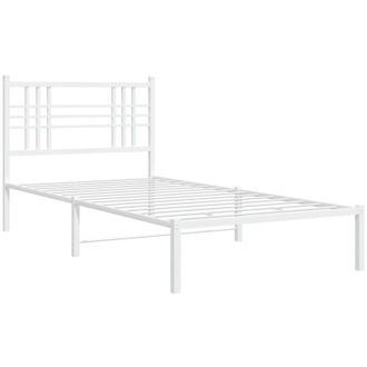 vidaXL Estructura Cama Sin Colch&oacute;n Con Cabecero Metal Blanco 100x200cm Vidaxl