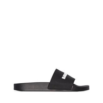 Balenciaga Black Logo Pool Slides Sandals - female - Balenciaga - Sliders - Black - 7 UK - Shoes