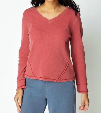 Habitat Waffle Knit Wrap Seam Top In Garnet