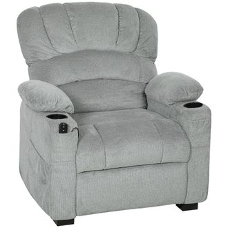 HOMCOM Homcom Poltrona Relax Elettrica Reclinabile Con Poggiapiedi, Seduta Ampia Grigio