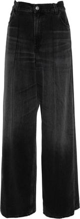 Haikure Hoge taille wijde pijp jeans - Dames - Loose Fit Jeans - Zwart - W26 - Katoen - Jeans