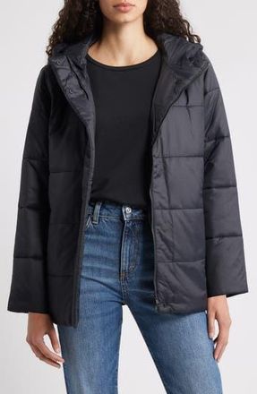 Eileen Fisher Hooded Puffer Jacket in Black at Nordstrom Rack, Size Medium