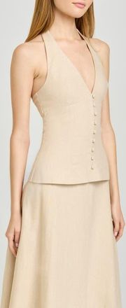 Wayf x Hannah Lovey Porter Capri Halter Neck Linen Blend Top (Nordstrom Exclusive) in Natural at Nordstrom, Size X-Small