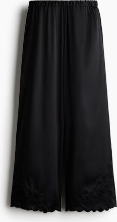 H&M Satinhose mit Stickereien - Schwarz