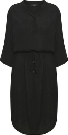 Soaked In Luxury Zwarte jurk met 3/4 mouwen - Dames - Casual kleedjes - Zwart - S - Kleedjes