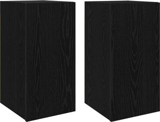 vidaXL Vidaxl - tv Unit with Shelf Wall-mounted Other with Storage with Door 2 pcs Black oak Engineered Wood