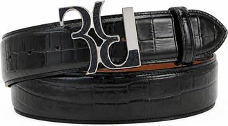 Billionaire Boys Club Leren Riem Crocco - Heren - Riemen - Zwart - 100 CM - Leer - Accessoires