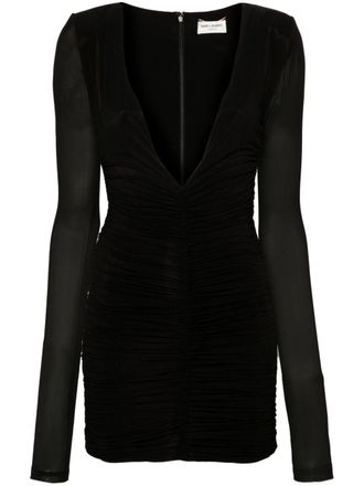 Saint Laurent ruched mini dress - Black