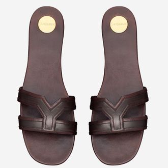 Saint Laurent Womens Leather Sandals Brown Calf