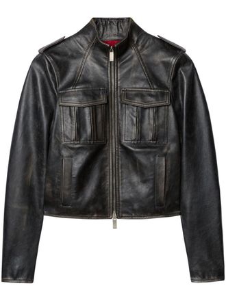 Off-white Vintage Lea leather jacket - women - Calf Leather - 38 - Black
