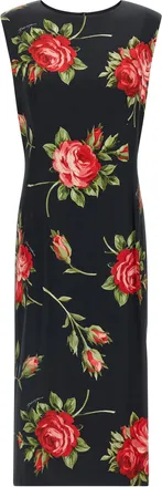 Dolce & Gabbana Black Viscose Midi Womens Dress