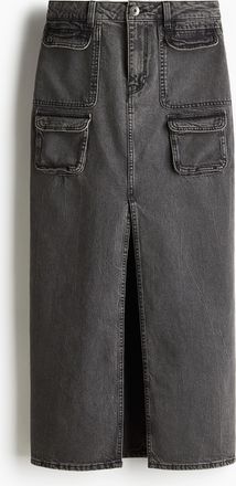 H&M Maxijupe aus Denim im Cargo-Look - Schwarz